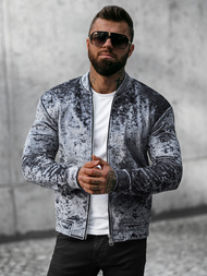 Pánska Velúrová Mikina Sivá OZONEE O/D8120