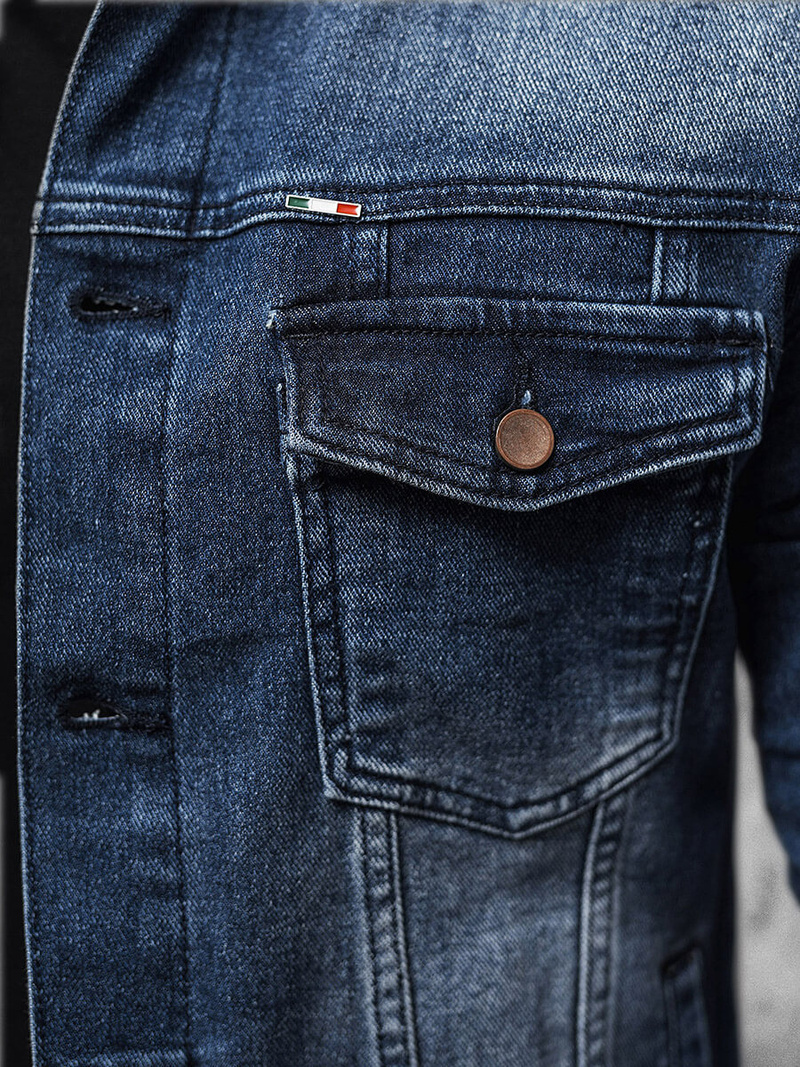 Pánska Riflová Bunda Tmavomodrá OZONEE NB/MJ523BS