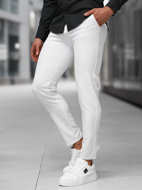 Pánske chino nohavice biele OZONEE DJ/5526Z