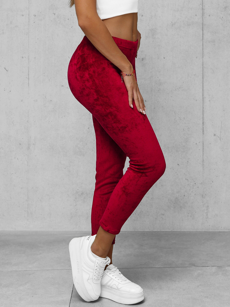 Dámske Velúrové Tepláky Bordové OZONEE JS/92K521/35