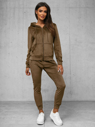 Dámska Velúrová Tepláková Súprava Svetlo Hnedý OZONEE JS/8C1176/162Z