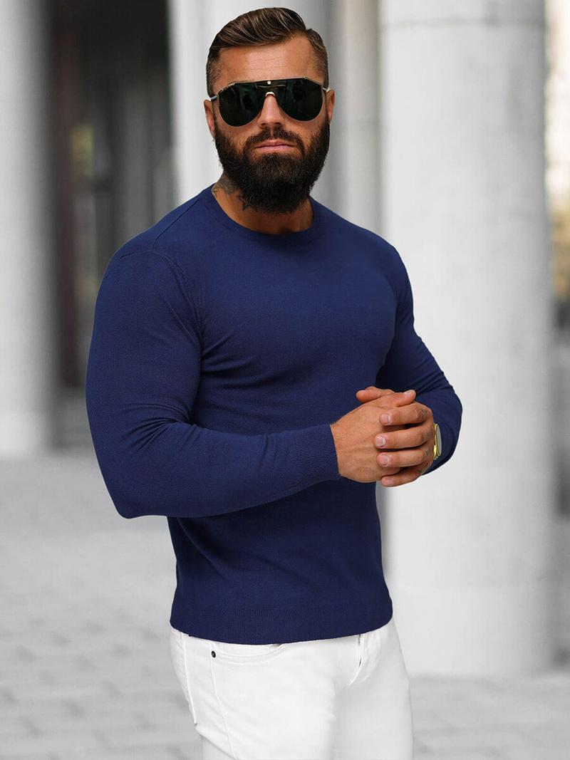 Pánsky Sveter Tmavomodrý OZONEE NB/MMB602/5Z