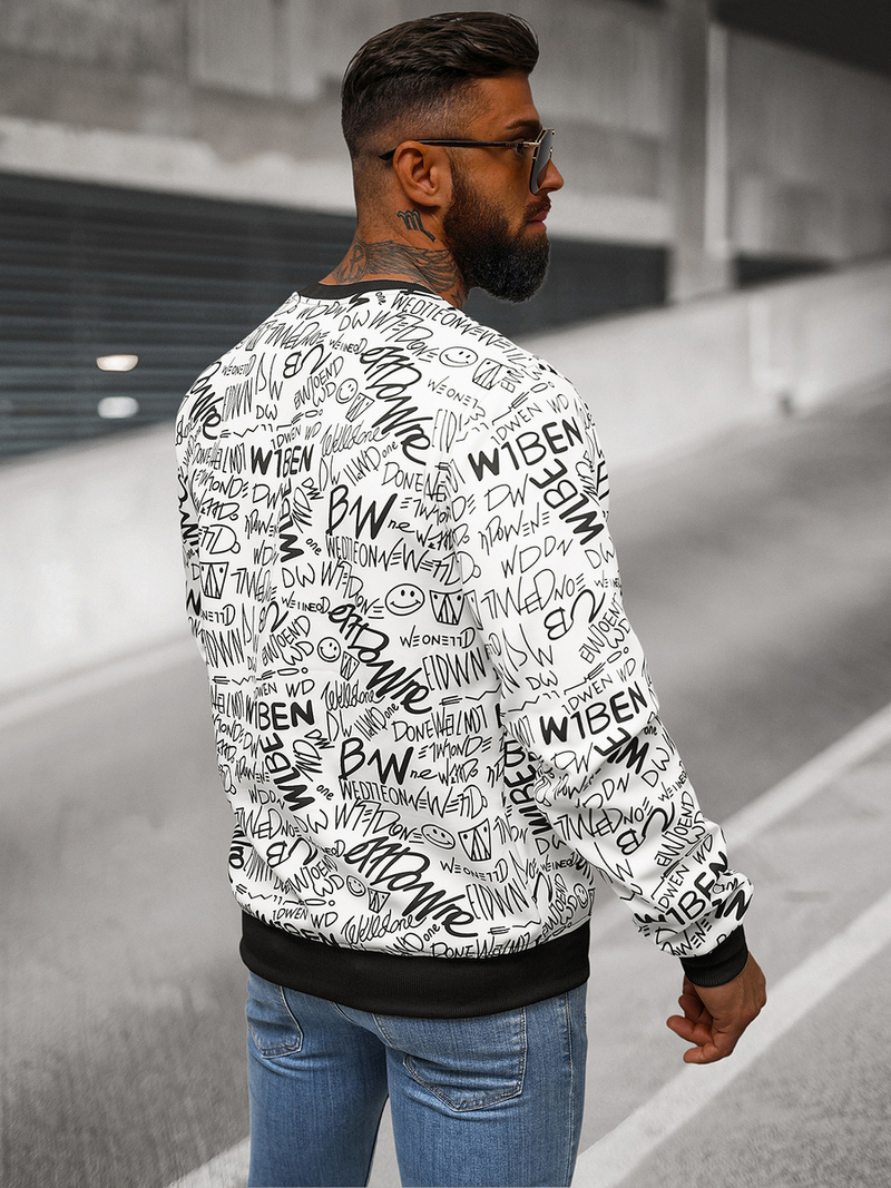 Pánska Mikina Biela OZONEE JS/8B1218/1