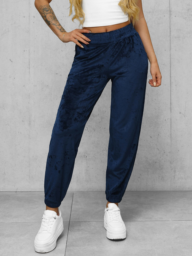 Dámske Velúrové Tepláky Námornícke Modré OZONEE JS/92K528/66