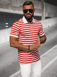 Pánska Polokošeľa Bielo-Červená OZONEE NB/MT3110