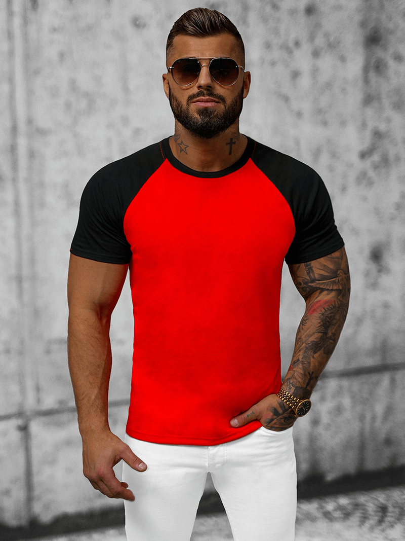 Pánske Tričko Červeno-Čierné OZONEE JS/8T82/8Z