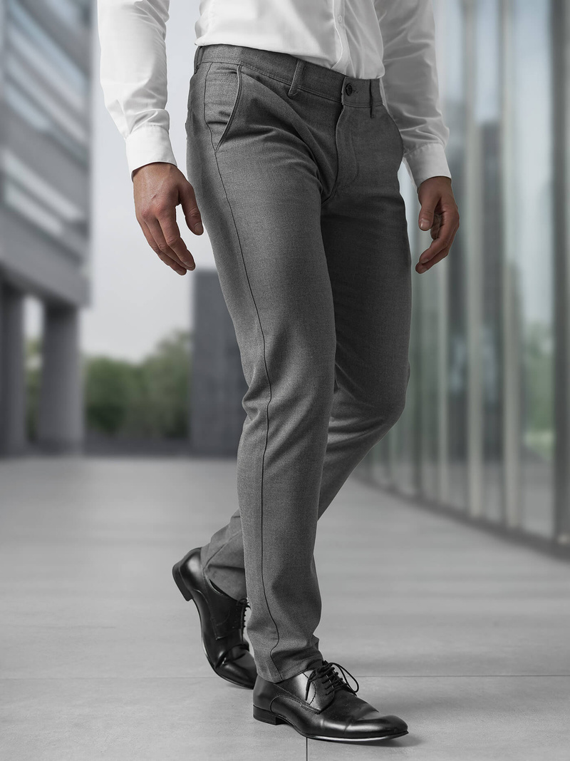 Pánske chino nohavice tmavo-sivé OZONEE V/6545