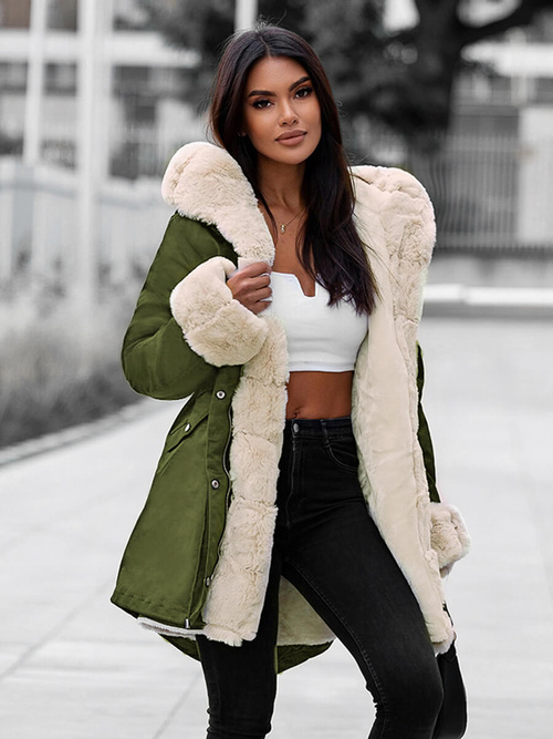 Dámska Zimná Bunda Zelená OZONEE JS/M763/136Z