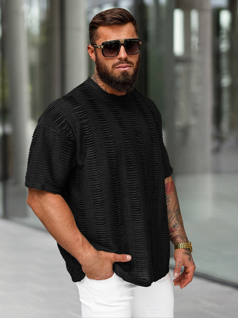 Pánske Tričko Čierne OZONEE O/B1149