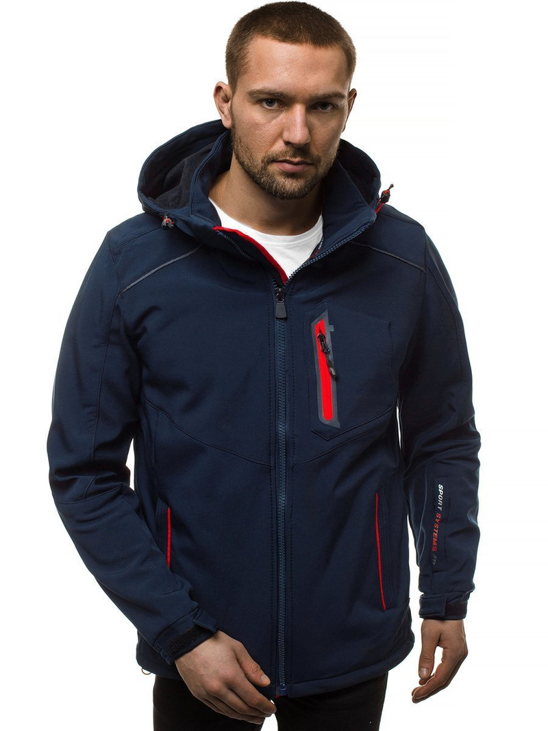 Pánska Bunda Softshell Tmavomodro-červená OZONEE GE/12259Z