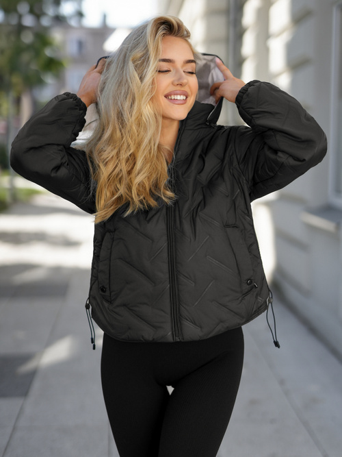 Dámska bunda čierno-béžová OZONEE JS/16M9315/392B