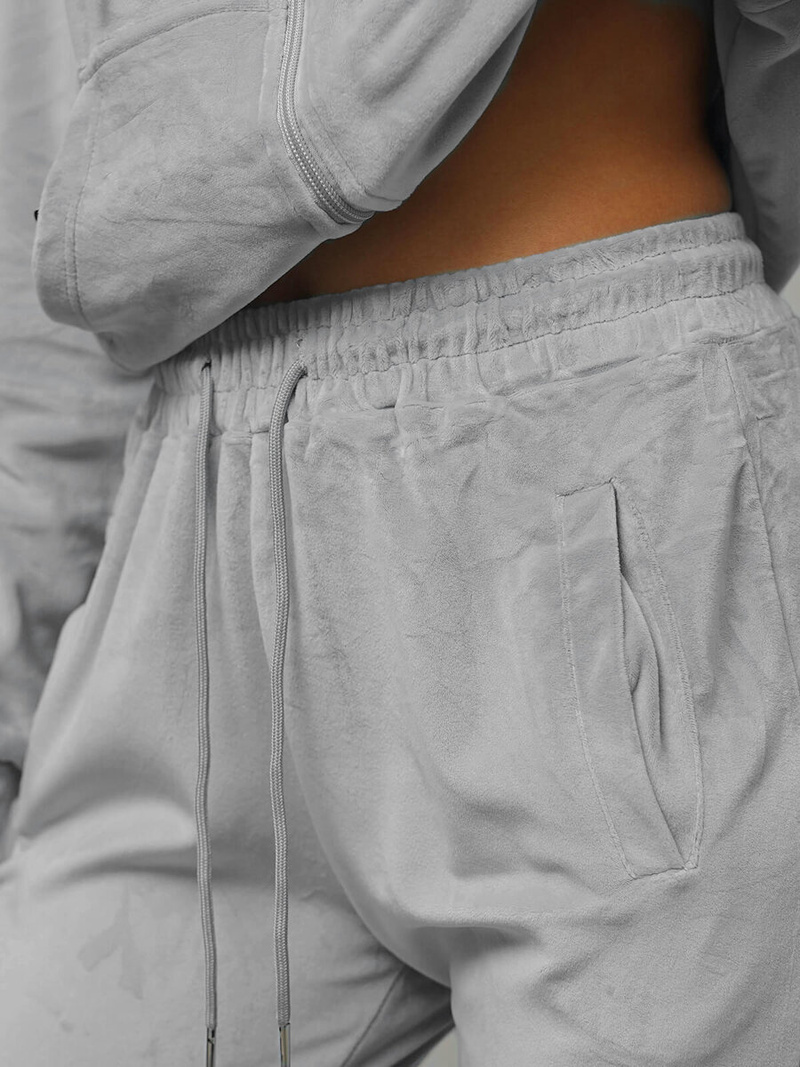 Dámska Velúrová Tepláková Súprava Sivý OZONEE JS/8C1176/2Z