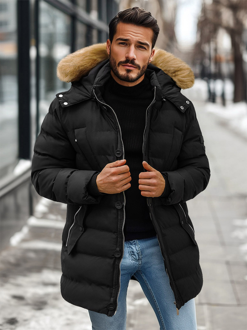 Pánska Bunda Čierna OZONEE JS/5M3122/392Z