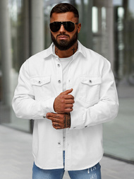 Pánska riflová košeľa biela OZONEE L/CA777/2