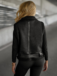 Dámska kožená vesta čierna OZONEE JS/11Z8238