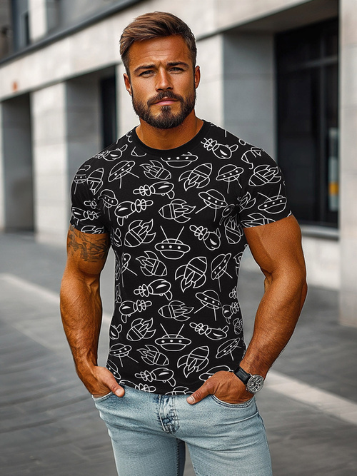 Pánske Tričko Čierne OZONEE JS/8T1197/3Z