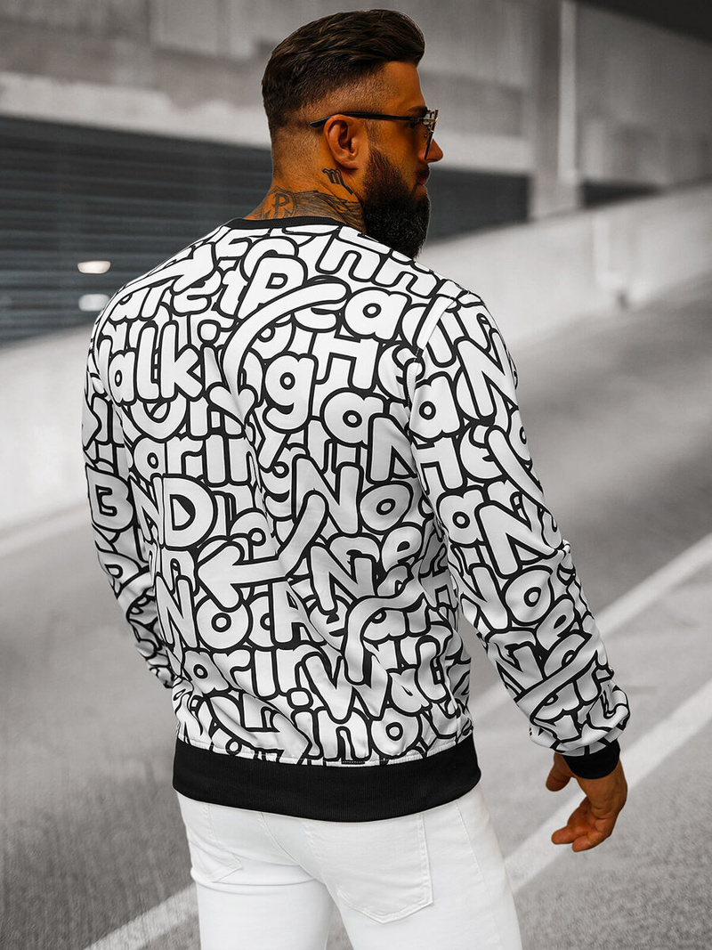 Pánska Mikina Biela OZONEE JS/8B1137/1