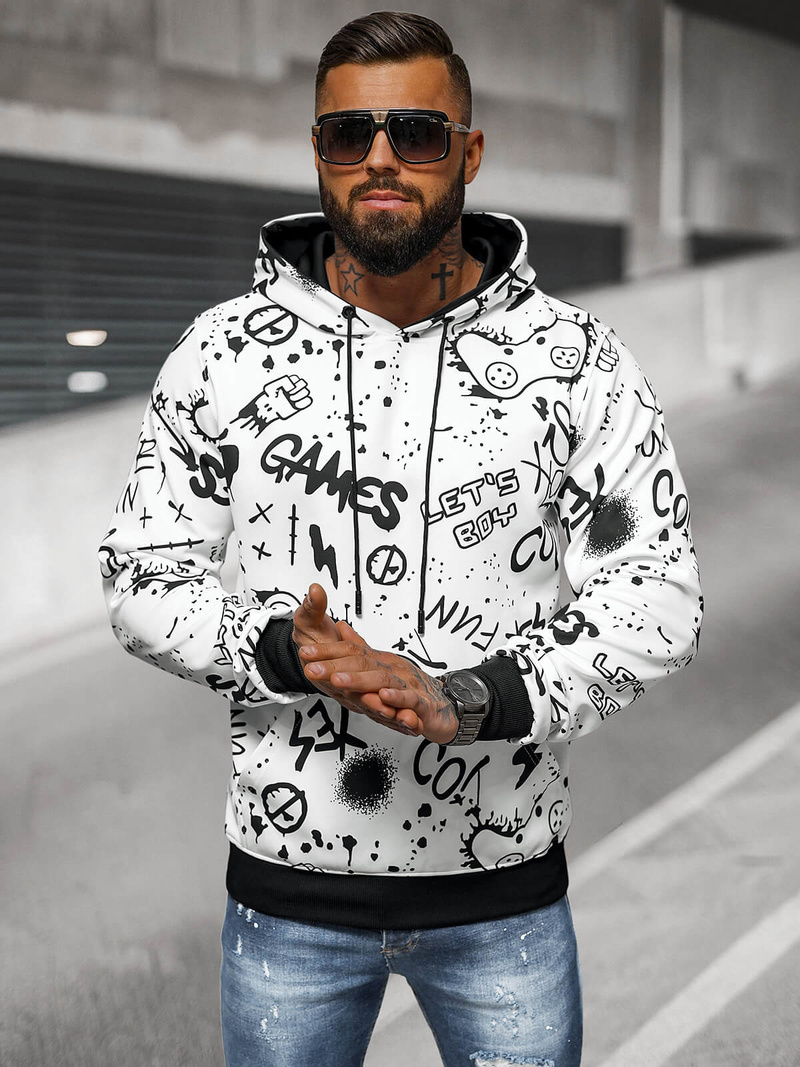 Pánska Mikina Biela OZONEE JS/8B1227/1