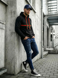 Pánska Mikina Čierna OZONEE JS/8B1735/3Z