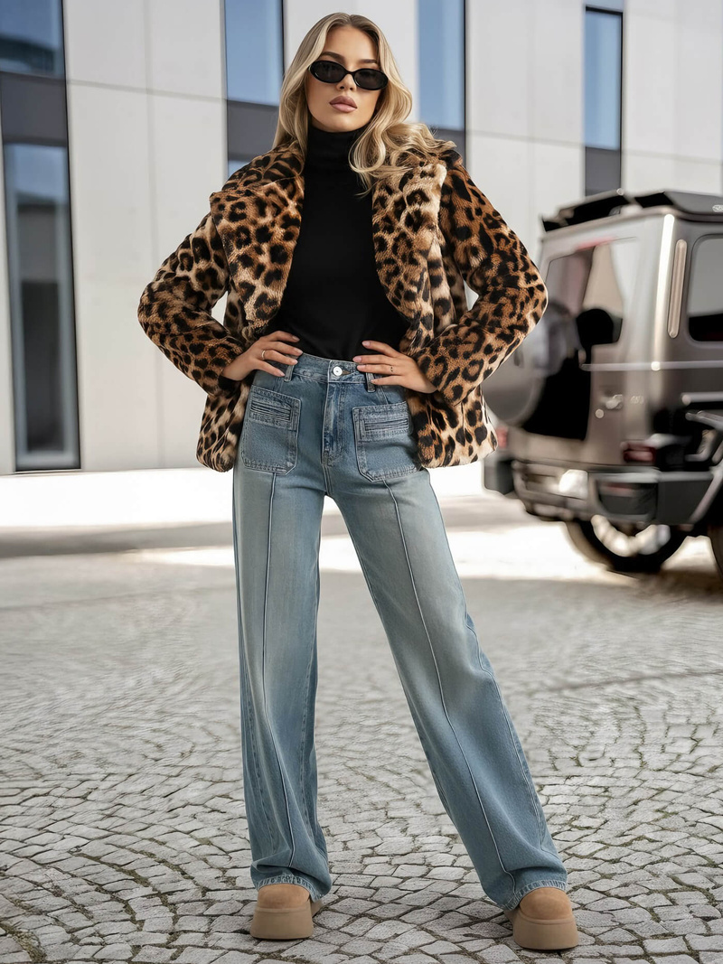 Dámska bunda béžová-hnedá OZONEE JS/61M8500/158