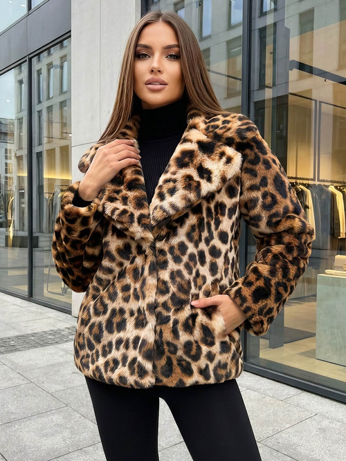 Dámska bunda béžová-hnedá OZONEE JS/61M8500/158Z