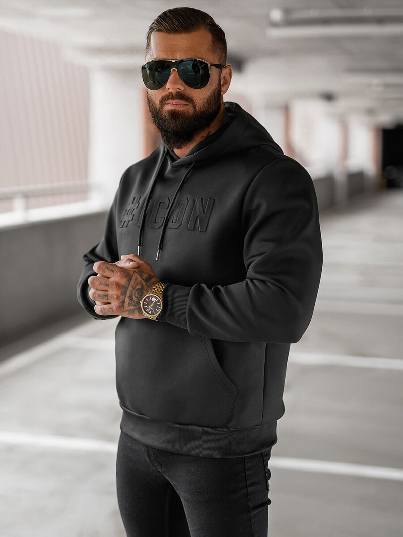 Pánska Mikina Čierna OZONEE JS/27B6502/3Z