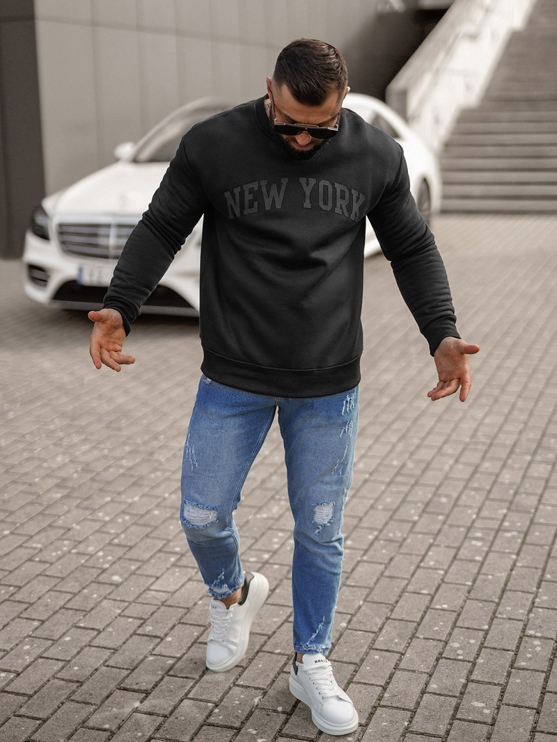 Pánska Mikina Čierna OZONEE JS/8B1362/3