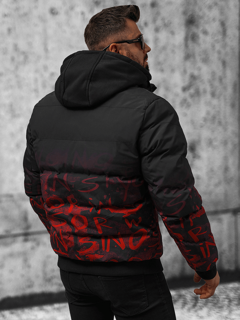 Pánska Bunda Čierno-Červená OZONEE JS/27M8102