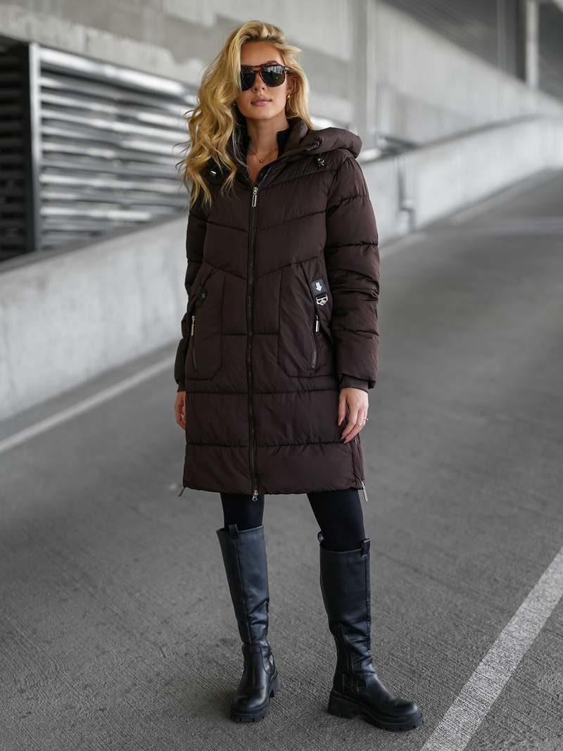 Dámska Zimná Bunda Čokoláda OZONEE JS/16M9302/158