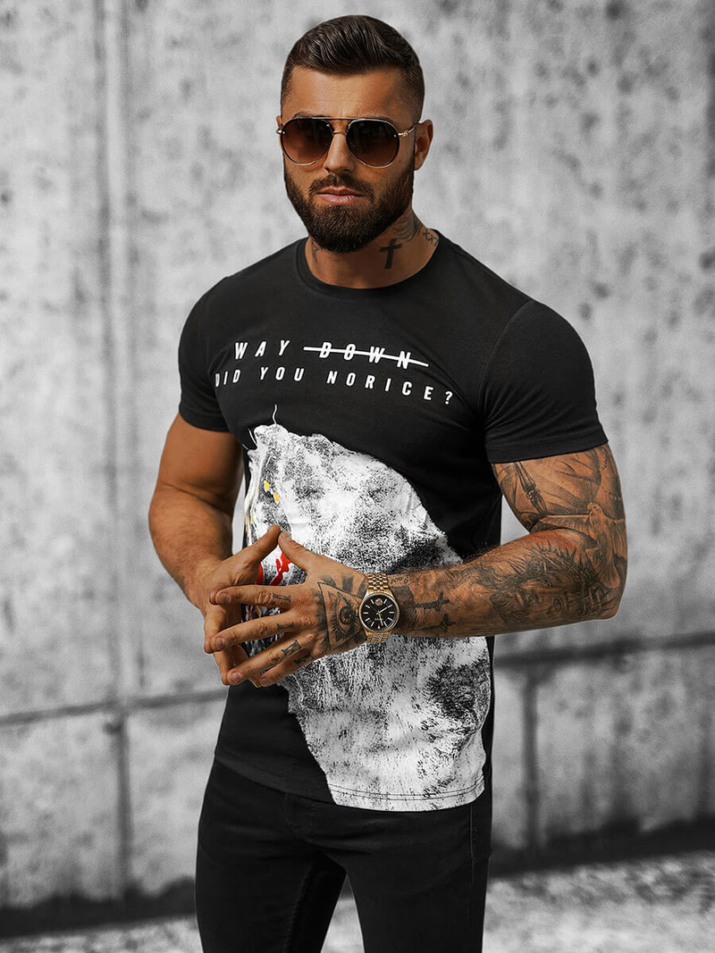 Pánske Tričko Čierne OZONEE O/T127/3Z