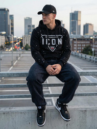 Pánska Mikina Čierna OZONEE JS/8B1737/3Z