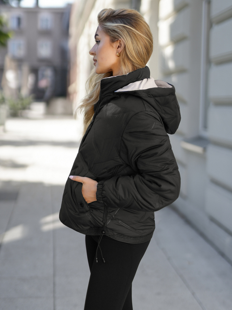 Dámska bunda čierno-béžová OZONEE JS/16M9315/392B