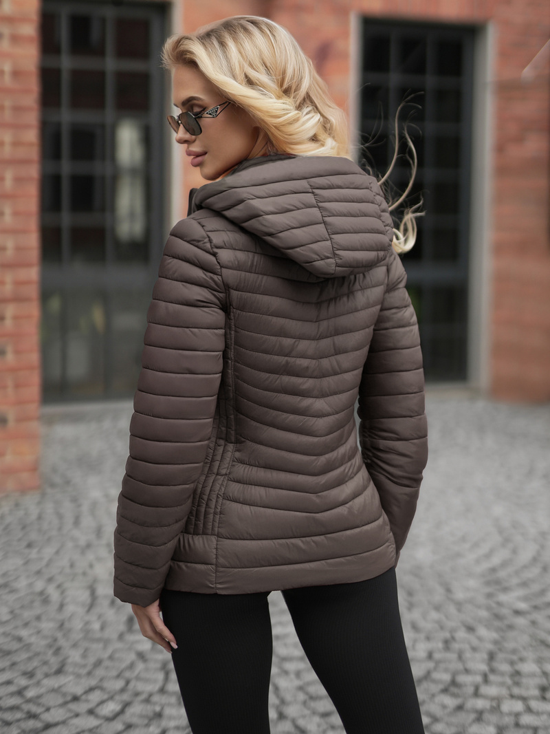 Dámska bunda hnedo-sivá OZONEE JS/11Z8228Z