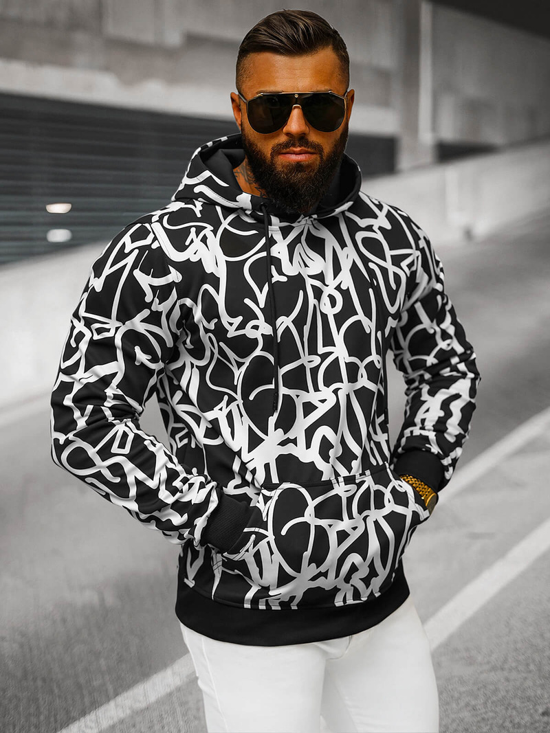 Pánska Mikina Čierno-Biela OZONEE JS/8B1139/1