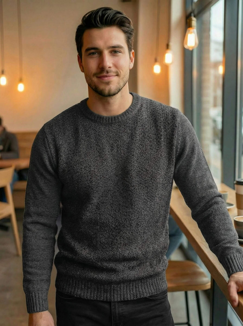 Pánsky Sveter Grafitový OZONEE JS/59B3607/5