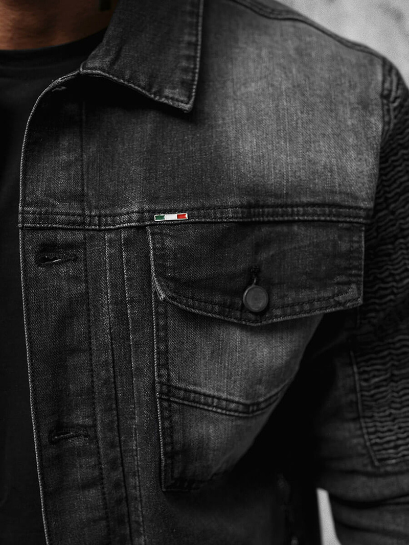 Pánska Riflová Bunda Čierna OZONEE NB/MJ521N