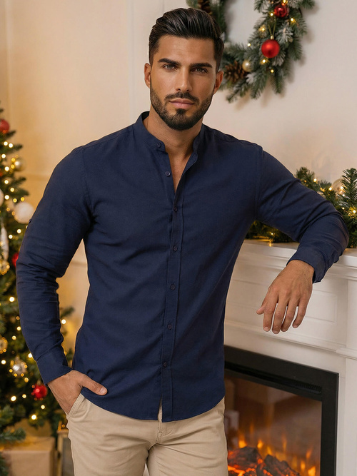 Pánska Košeľa Námornícka Modrá OZONEE O/V69Z