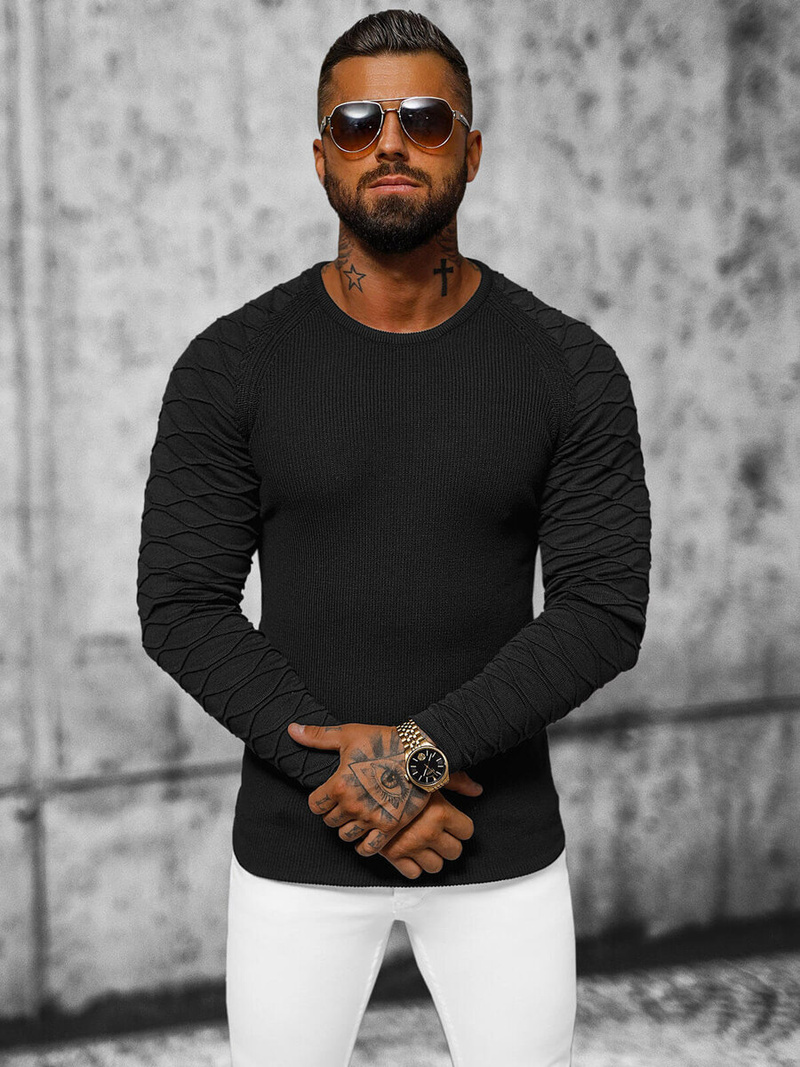 Pánsky Sveter Čierny OZONEE L/2486Z