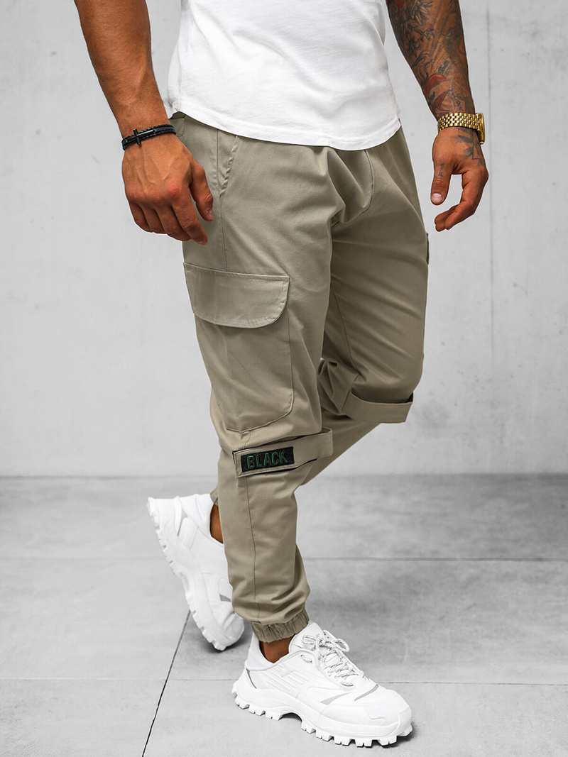 Pánske Chino Jogger Nohavice Béžové OZONEE O/G3014Z