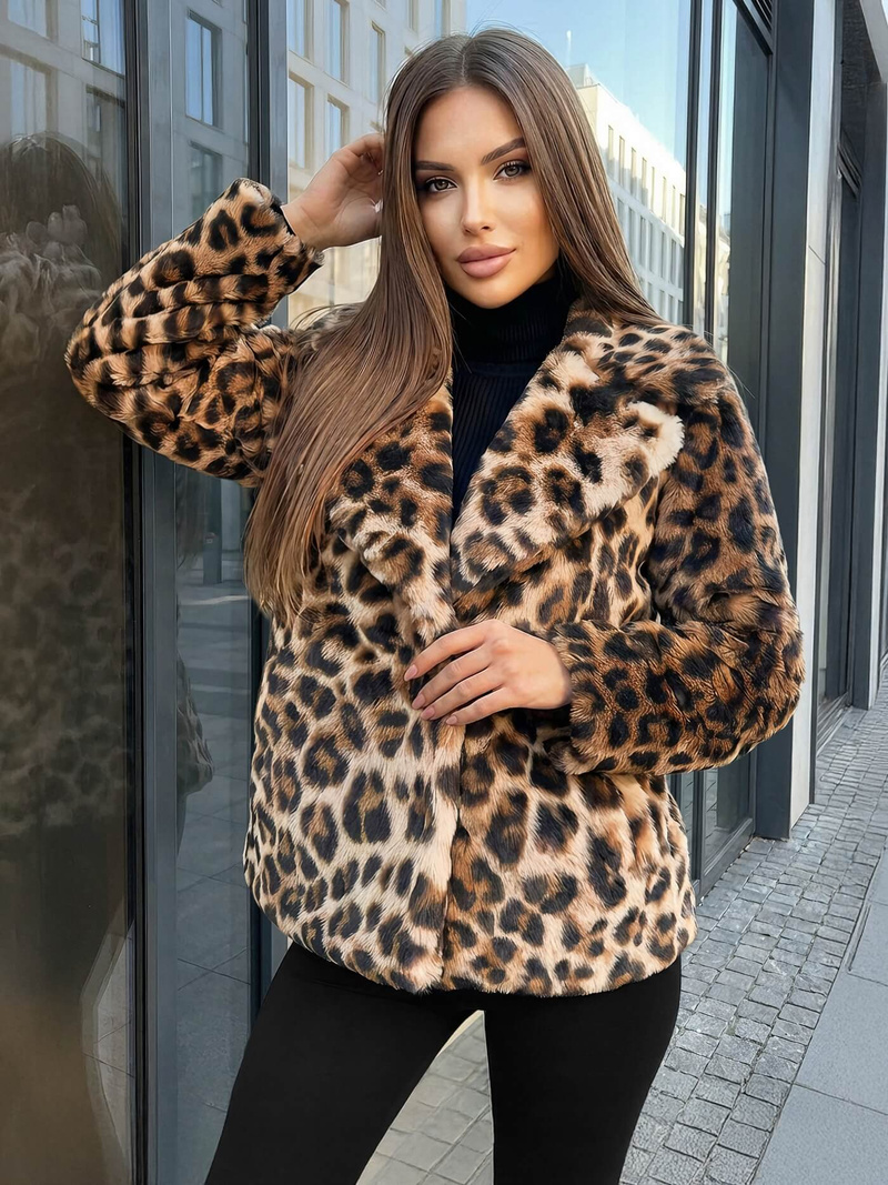 Dámska bunda béžová-hnedá OZONEE JS/61M8500/158Z