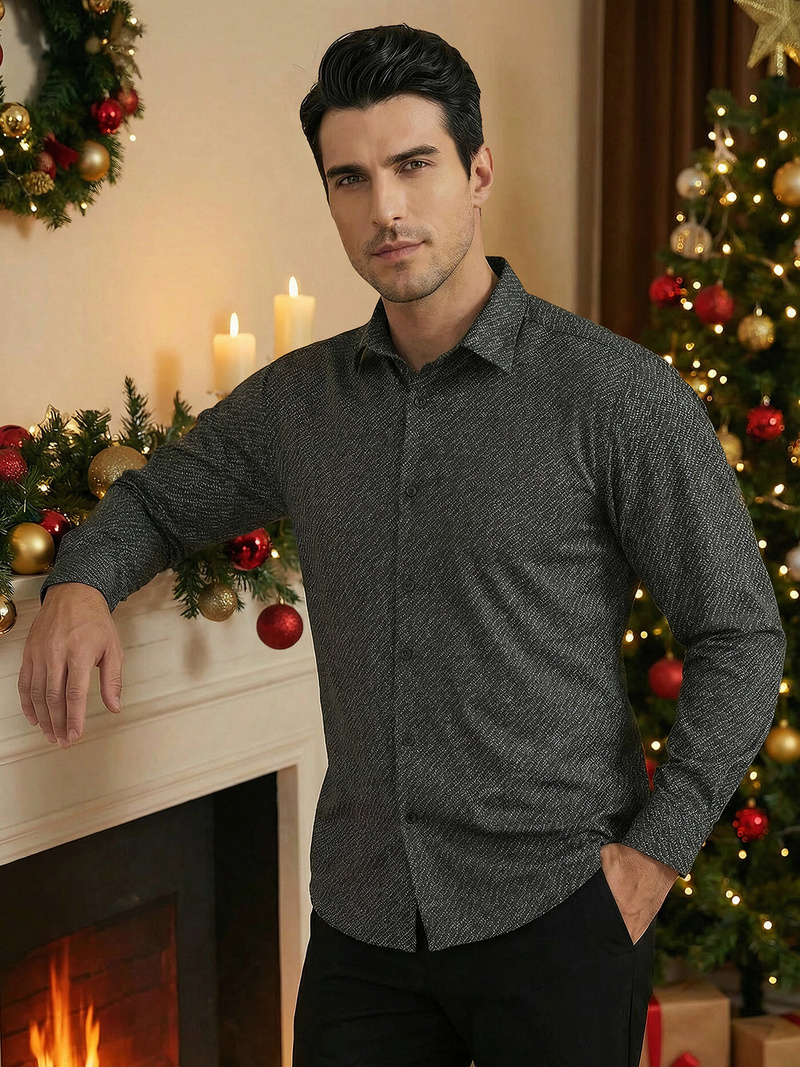 Pánska Košeľa Crna OZONEE V/V184Z