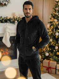 Pánska Velúrová Tepláková Súprava Čierna OZONEE JS/8C1169/3Z