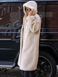 Dámska kožušinová zimná bunda béžová OZONEE JS/11Z8250