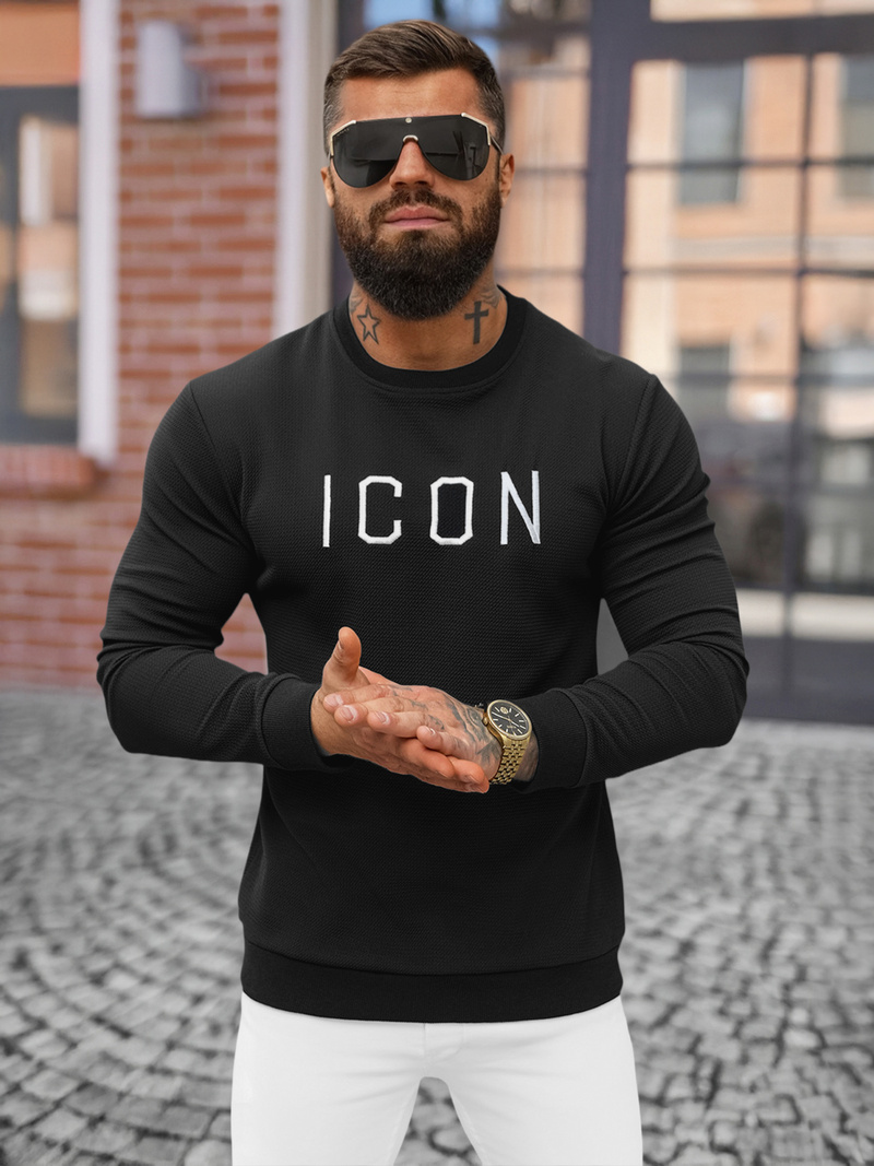 Pánska Mikina Čierna OZONEE O/D7394Z