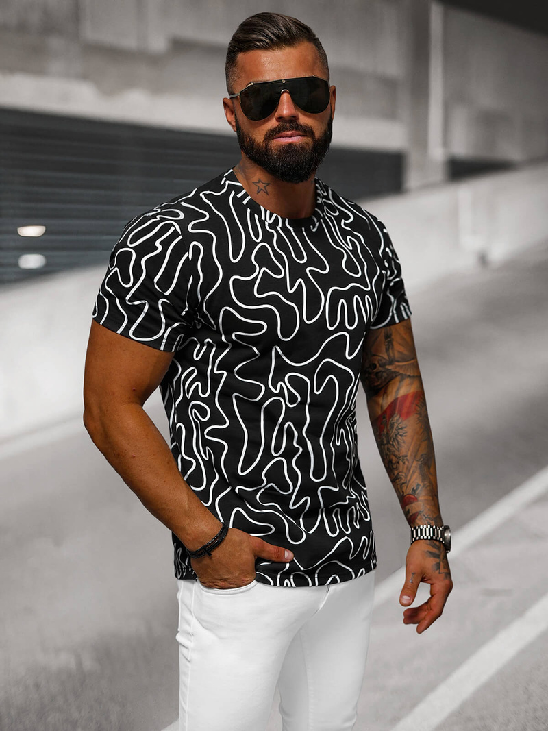 Pánske Tričko Čierne OZONEE JS/8T1198/3