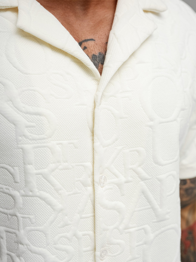 Pánska Košeľa s Krátkym Rukávom Ecru OZONEE O/B2256