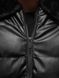 Pánska Koženková Bunda Čierna OZONEE O/M795Z