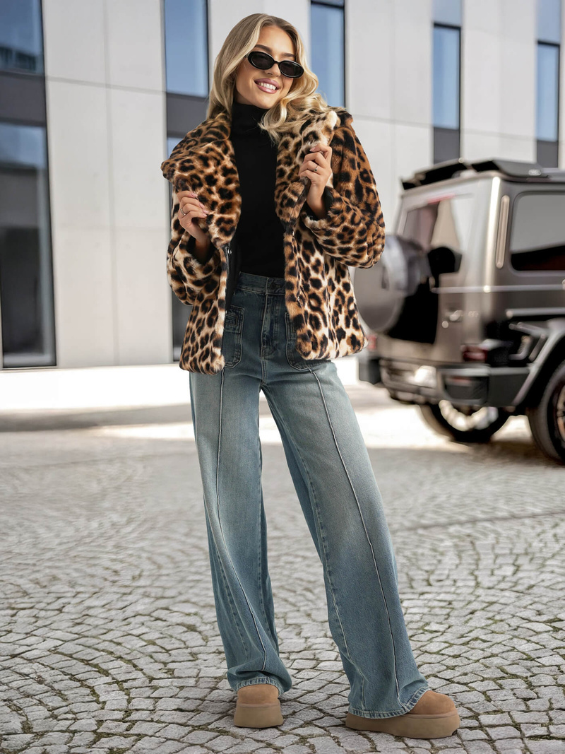 Dámska bunda béžová-hnedá OZONEE JS/61M8500/158