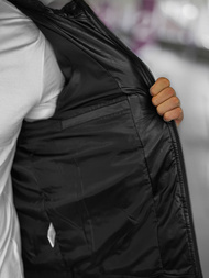 Pánska Koženková Bunda Čierna OZONEE O/11Z8088