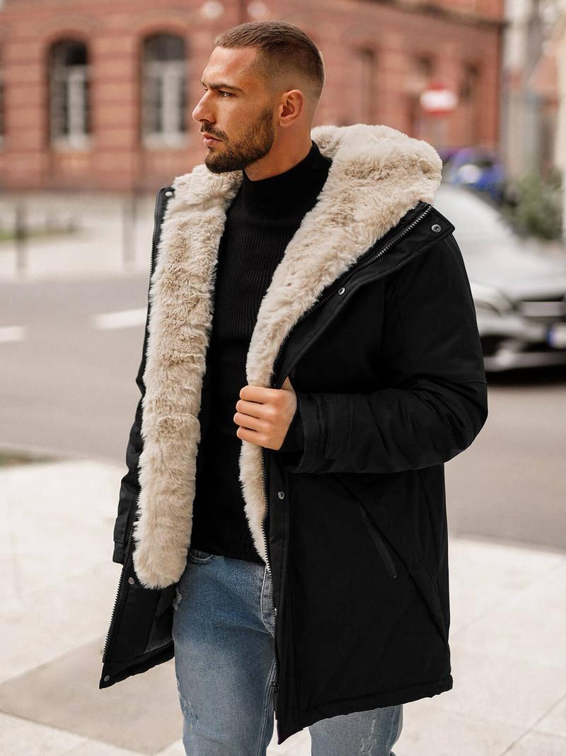 Pánska Zimná Bunda Čierna OZONEE JS/22M316/392Z